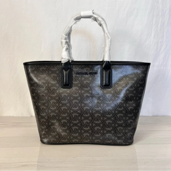Michael Kors Handbags - Michael Kors Jodie Tote Small Logo Print Black